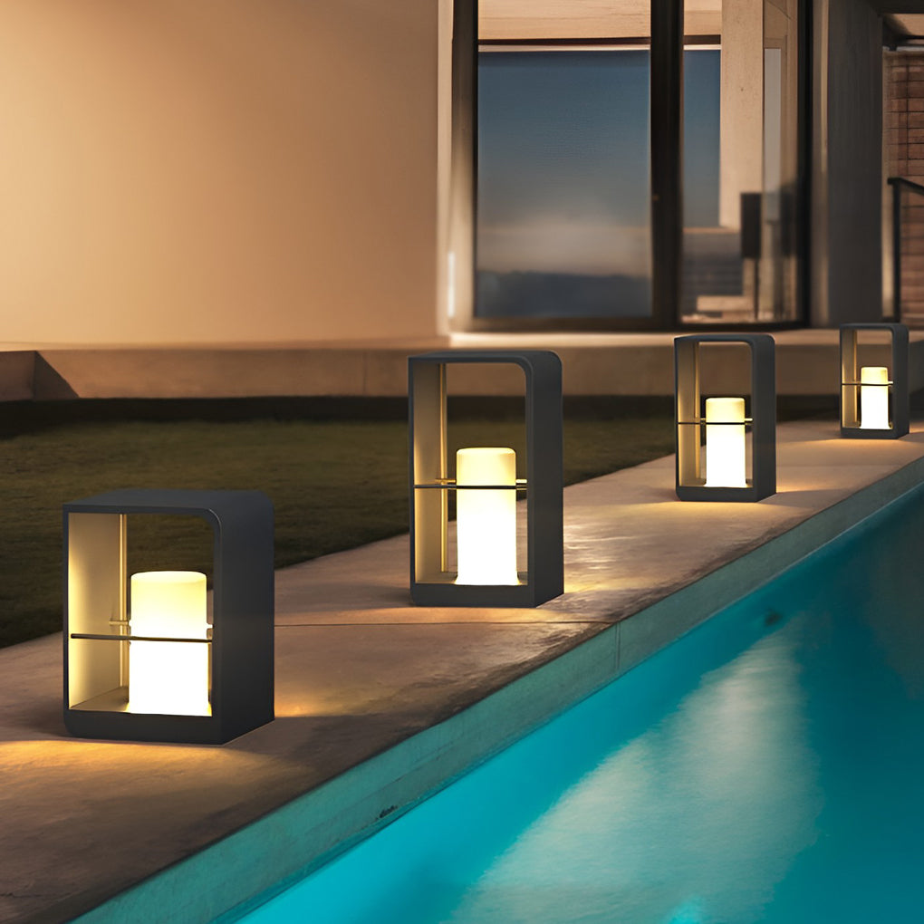 Gladys Rectangular Frame Modern Metal Outdoor Lights - Lamp Outdoor