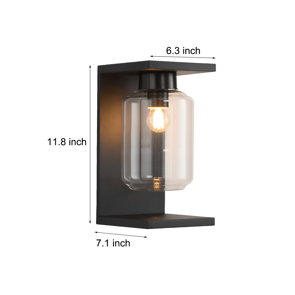 Outdoor Waterproof LED Glass Black Modern Solar Wall Lights with Remote - Lamp Outdoor