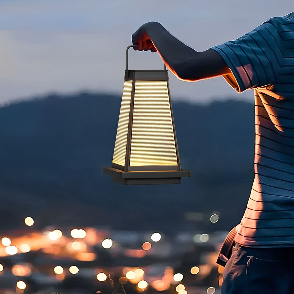 Square Waterproof LED Black Modern Portable Solar Outdoor Lanterns - Lamp Outdoor