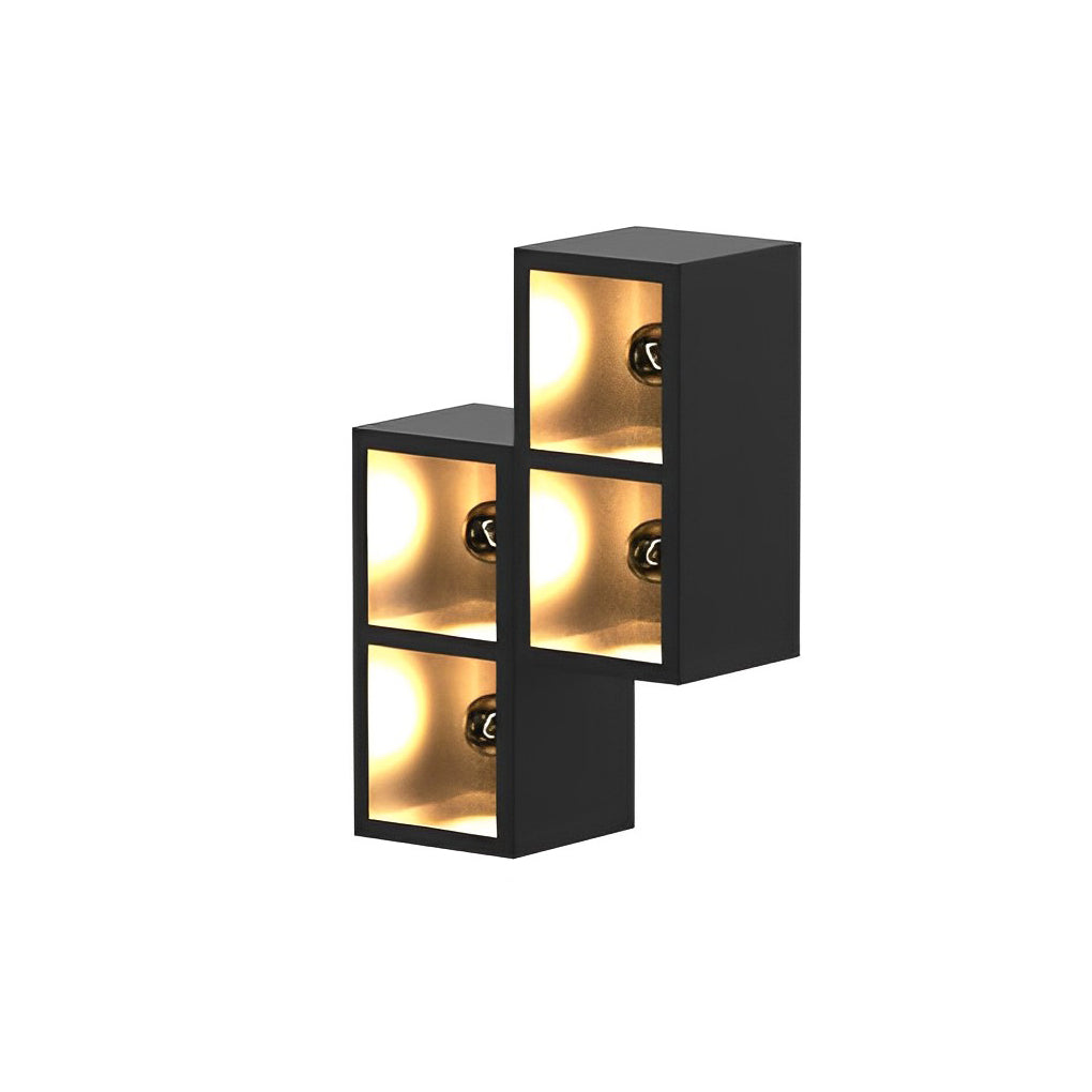 Waterproof Creative Square Combination LED Black Wall Lamp with Flowerpot - Lamp Outdoor