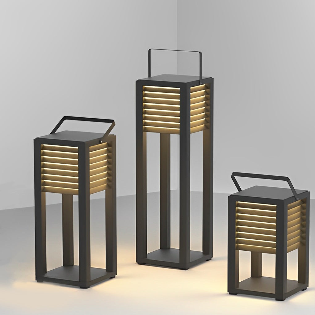 Square Waterproof LED Black Modern Portable Lawn Lamp Solar Outdoor Light - Lamp Outdoor