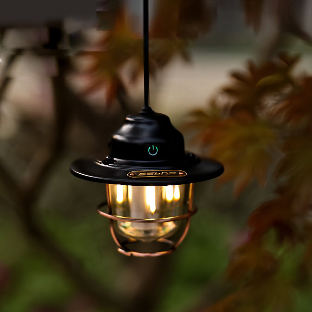 Round LED Waterproof USB Rechargeable Retro Outdoor Light Camping Lamp - Lamp Outdoor