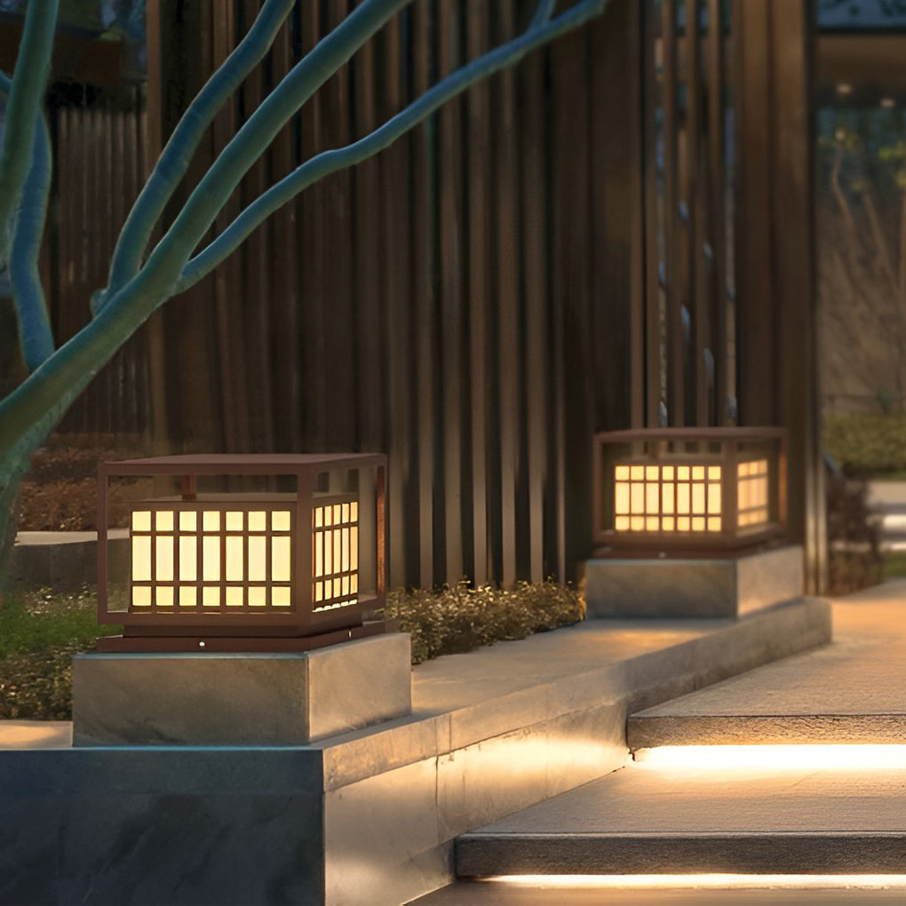 Square LED Waterproof Brown Modern Outdoor Deck Post Lights Pillar Light - Lamp Outdoor
