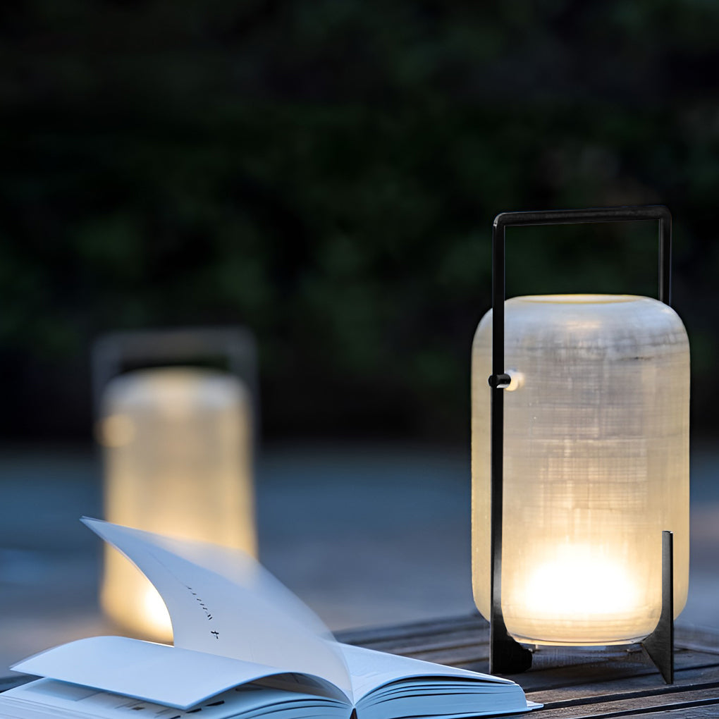 Portable Lantern Shaped Glass Waterproof LED Modern Outdoor Lights - Lamp Outdoor