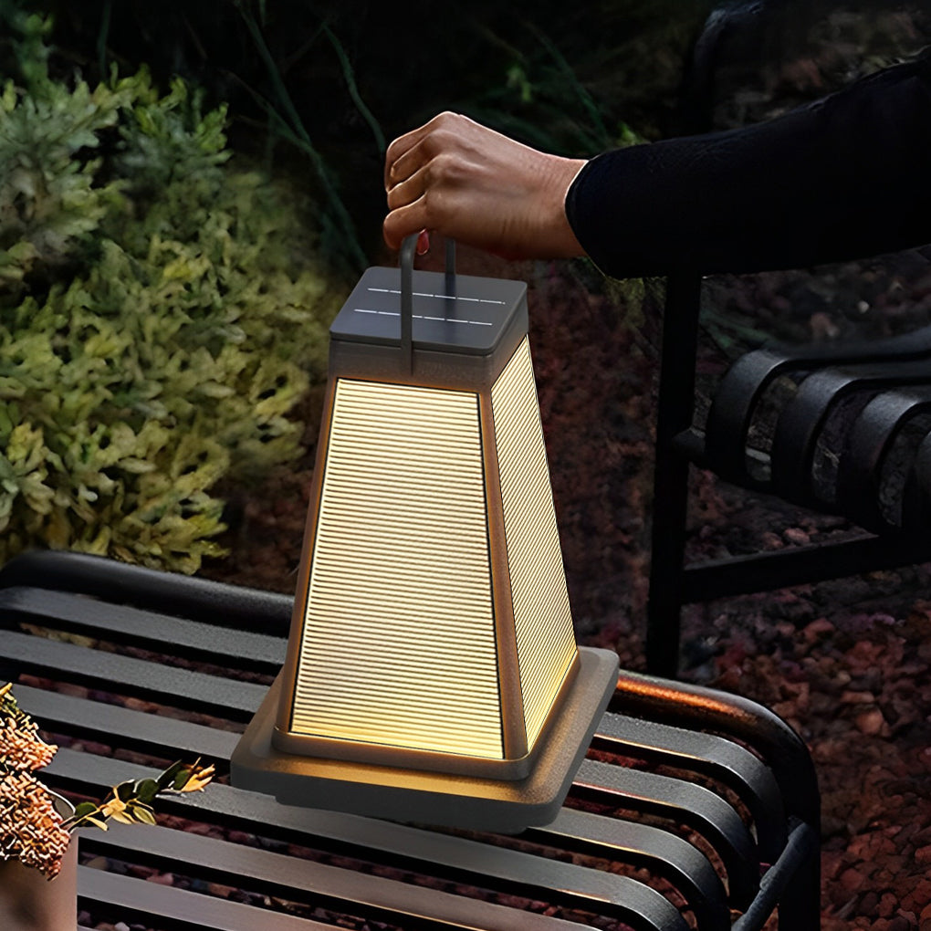 Square Waterproof LED Black Modern Portable Solar Outdoor Lanterns - Lamp Outdoor