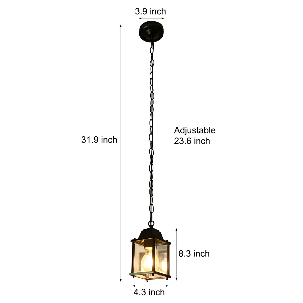 Small Square Waterproof Glass Black Modern Outdoor Pendant Lights - Lamp Outdoor