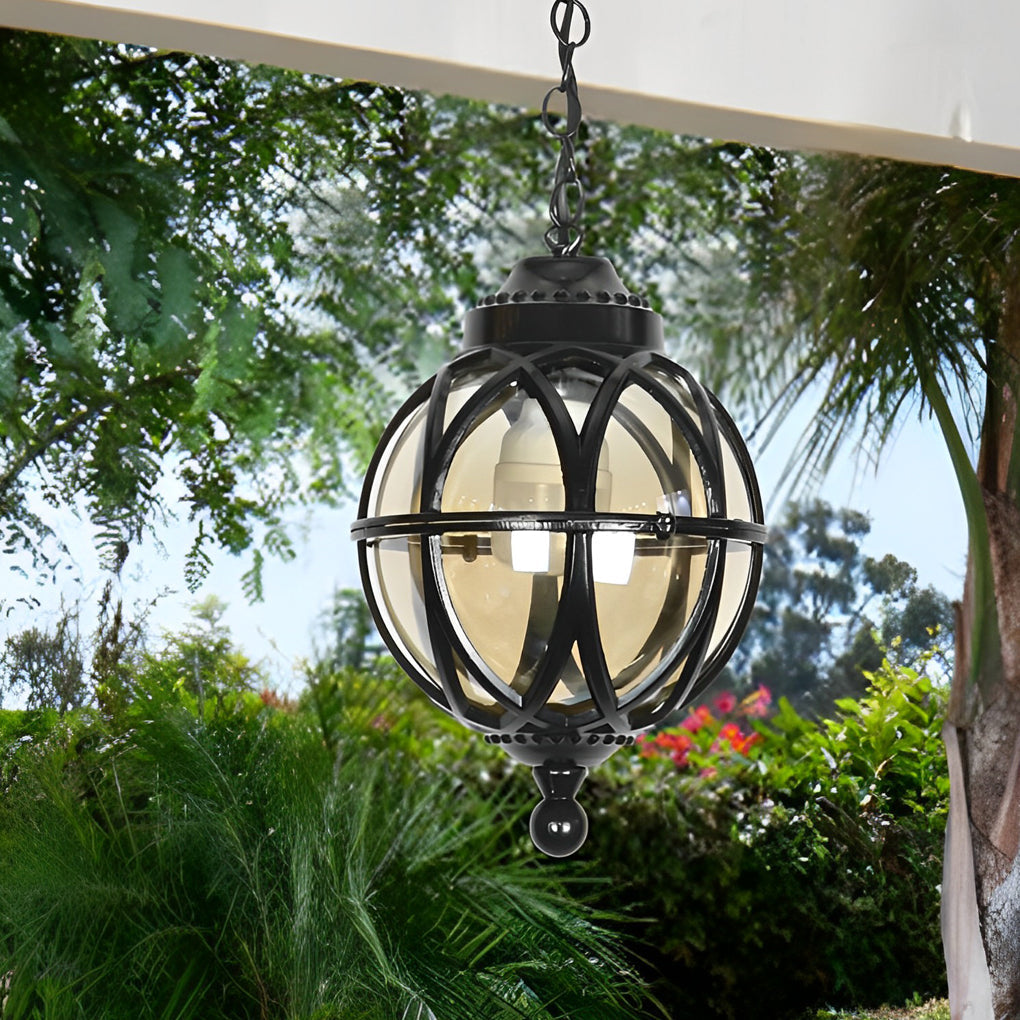 European-style Retro Pendant Aluminum Glass Hanging Ball Outdoor Ceiling Light - Lamp Outdoor