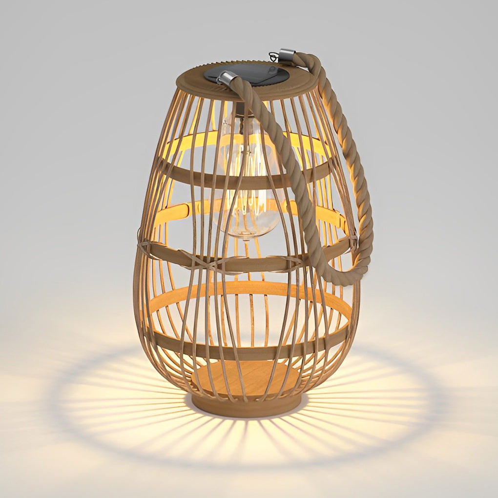 Portable Rattan Wood LED Waterproof Modern Solar Garden Lights Lawn Lamp - Lamp Outdoor