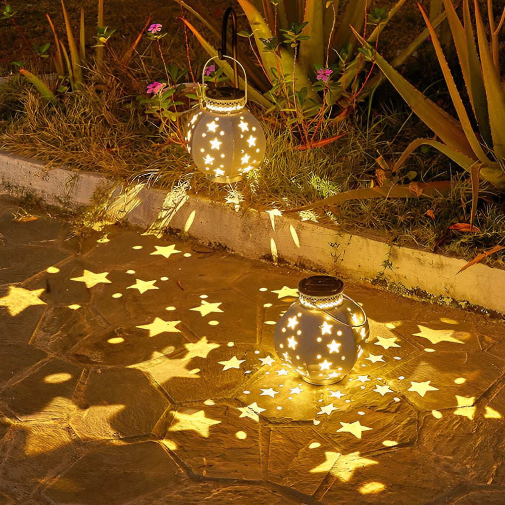 Waterproof Creative LED Stars Projection Portable Solar Outdoor Lanterns - Lamp Outdoor