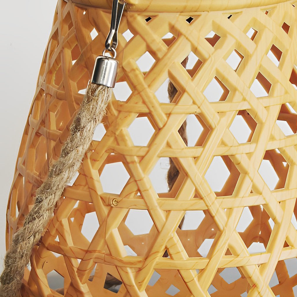 Portable Creative Bamboo Rattan LED Upgrade USB Solar Outdoor Lanterns - Lamp Outdoor
