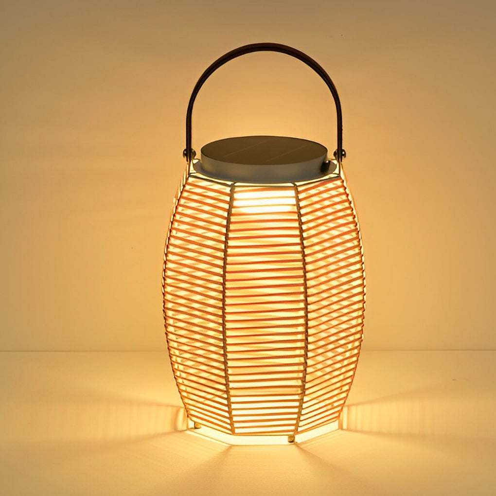 Portable Rattan LED Waterproof Solar Powered Outdoor Lantern Lights - Lamp Outdoor