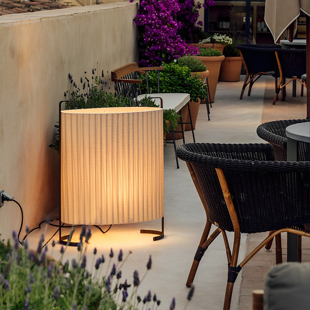 42 inch Modern Japanese-Style Fabric Outdoor Floor Lamp - Lamp Outdoor