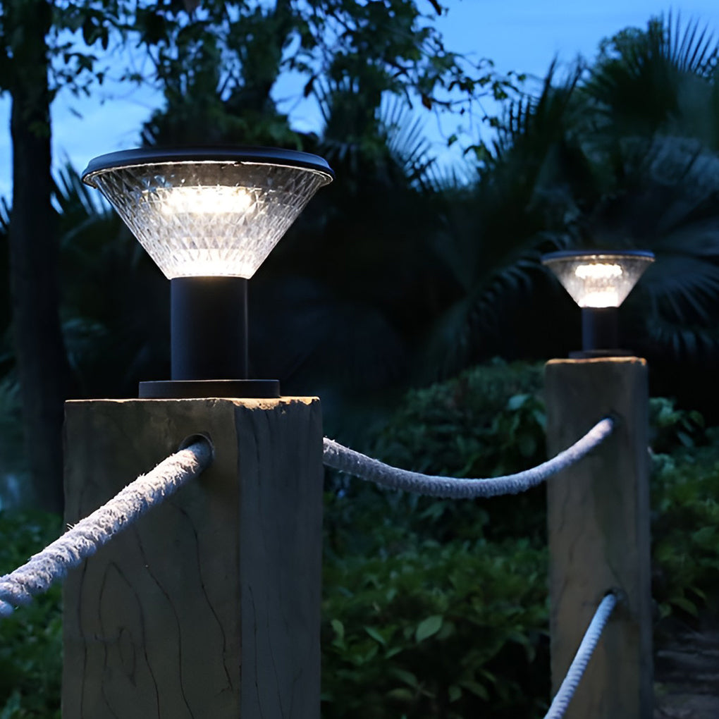 Circular Waterproof Intelligent Light Control Solar Fence Post Lights - Lamp Outdoor