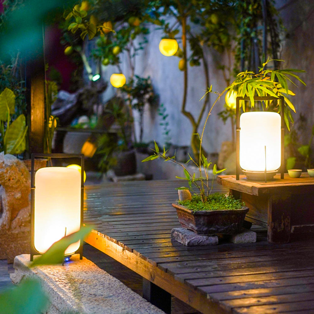 Ray Minimalist Cylinder Glass Acrylic Outdoor Floor Lamp - Lamp Outdoor