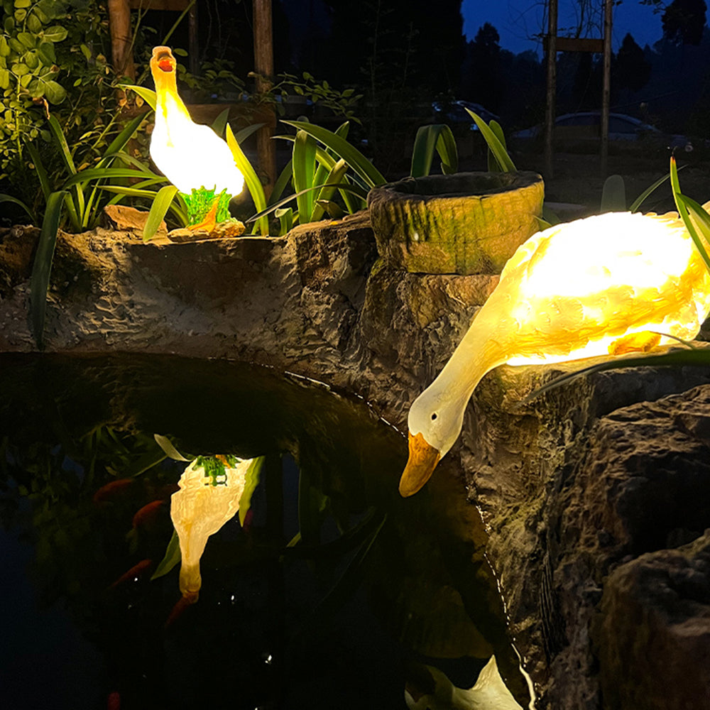 Arisha Modern Decorative Goose Resin Solar Garden Ground Light - Lamp Outdoor