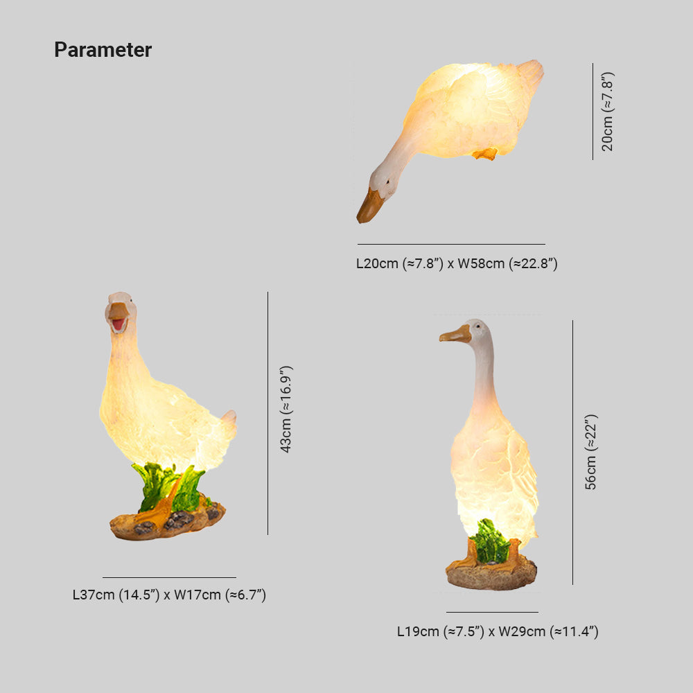 Arisha Modern Decorative Goose Resin Solar Garden Ground Light - Lamp Outdoor