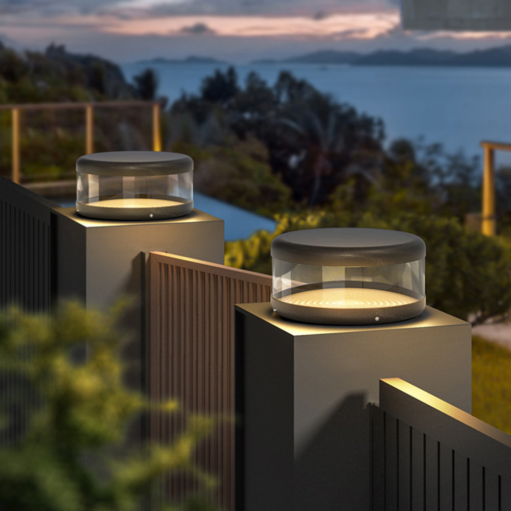 Ray Modern Cylinder Metal Solar Lamp Outdoor, Warm Light - Lamp Outdoor