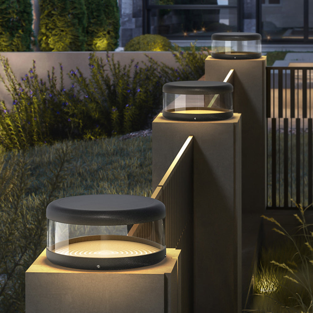 Ray Modern Cylinder Metal Solar Lamp Outdoor, Warm Light - Lamp Outdoor