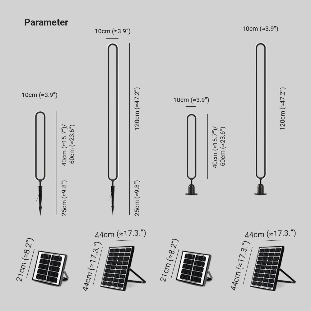 Ray Modern Metal Elliptical Ring Solar Outdoor Path Light - Lamp Outdoor
