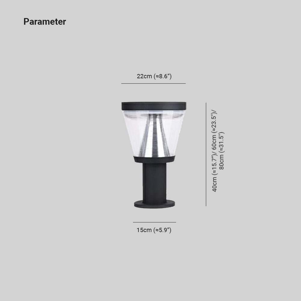 Ray Modern Metal Cone Shade Solar Outdoor Bollard Light - Lamp Outdoor