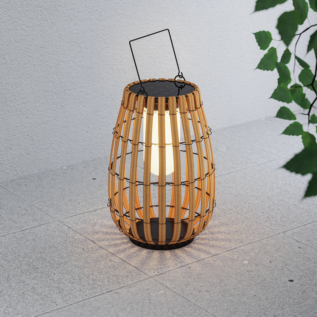 Rattan Portable Lantern Shaped LED Waterproof Solar Outdoor Lights - Lamp Outdoor