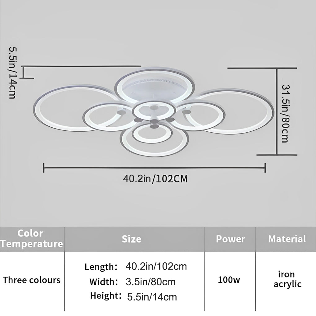 Elegant Semi Flush Mount Ceiling Lights with Unique Overlapping Rings - Lamp Outdoor