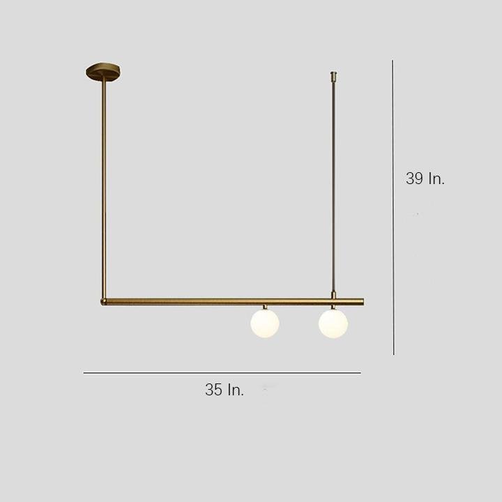 Minimalist Modern Linear Globe Pendant Lighting Copper Glass Kitchen & Dining Room Light - Lamp Outdoor