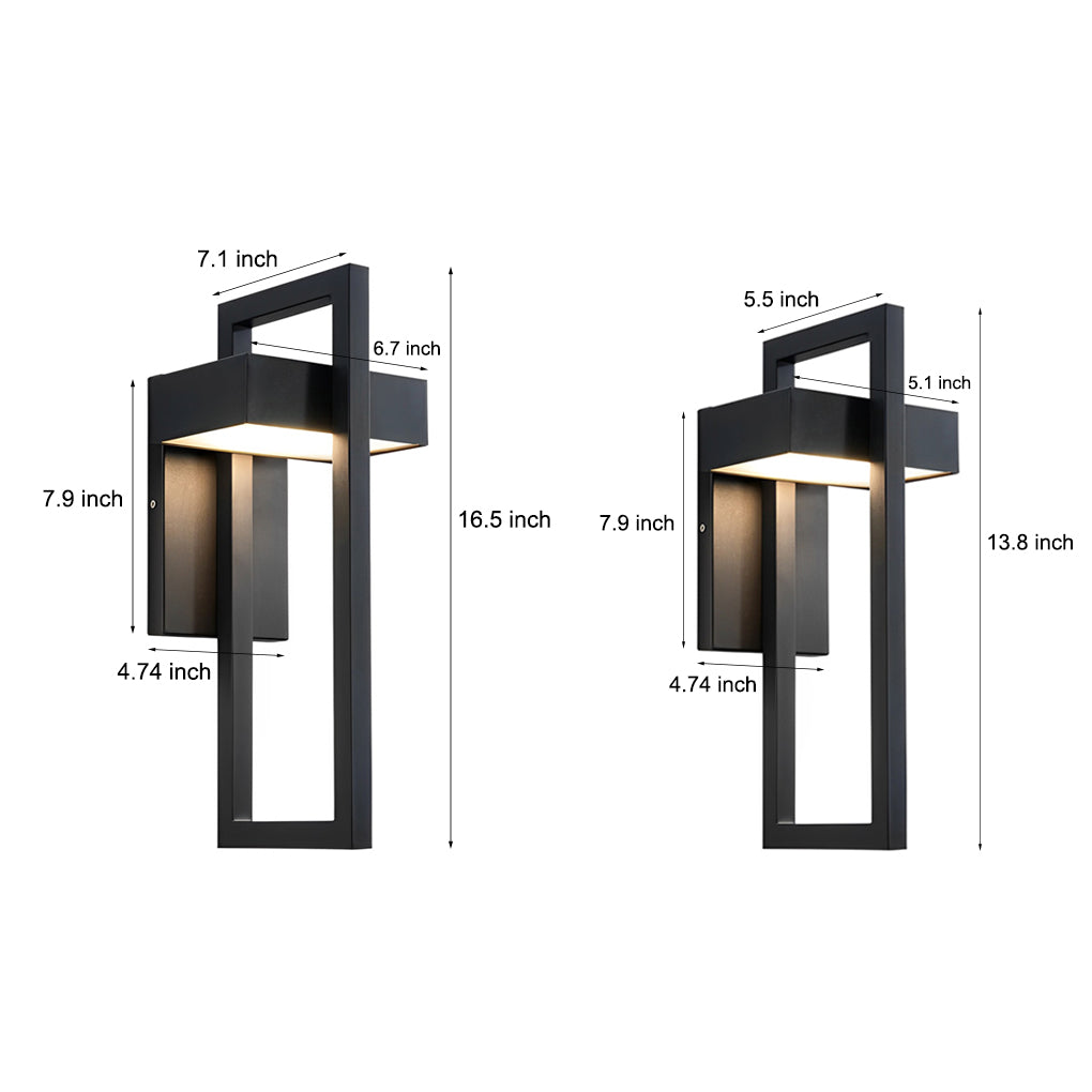 Rectangular Minimalist LED Waterproof Black Modern Outdoor Wall Lamp - Lamp Outdoor