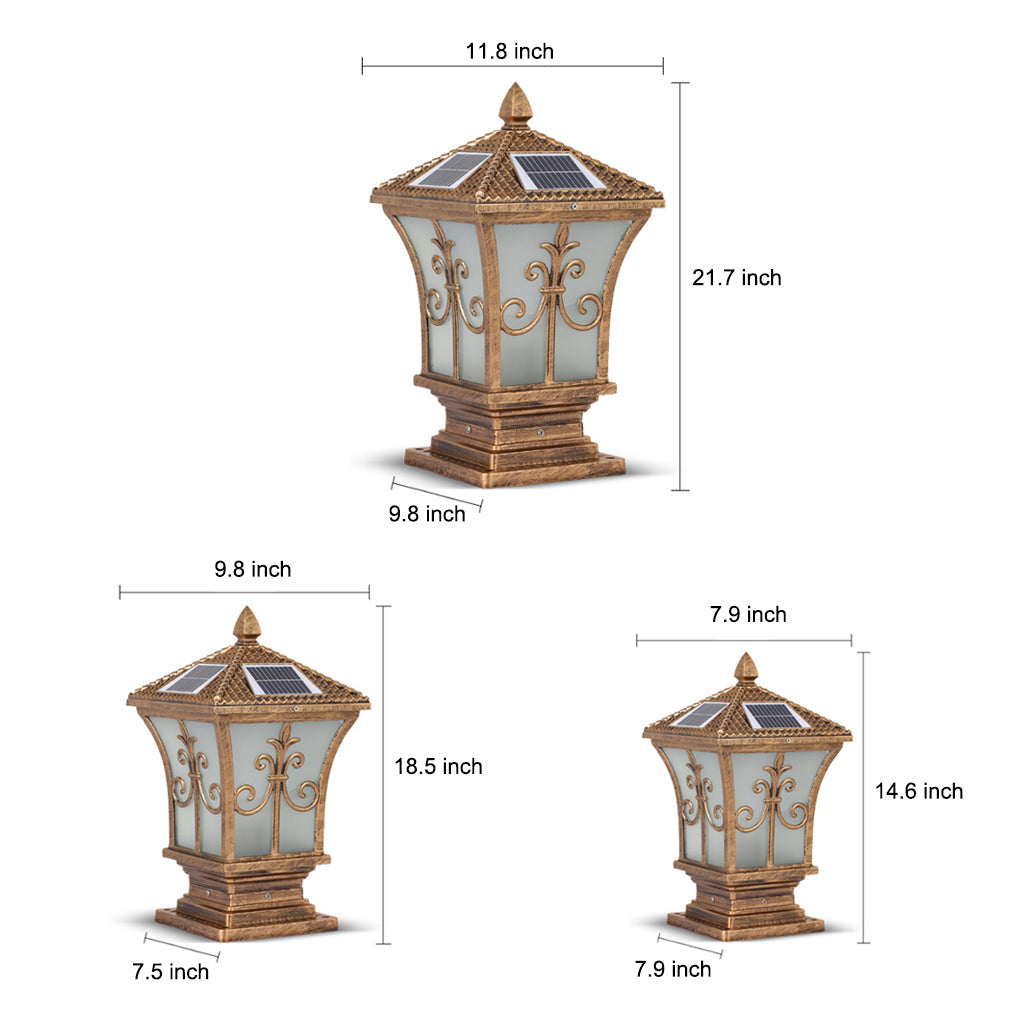 Vintage Pattern Waterproof Automatic Solar Powered Fence Post Lights - Lamp Outdoor