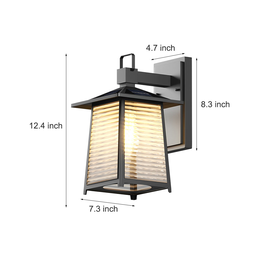 Waterproof Thickened Glass Black Retro Solar Outdoor Wall Lights - Lamp Outdoor