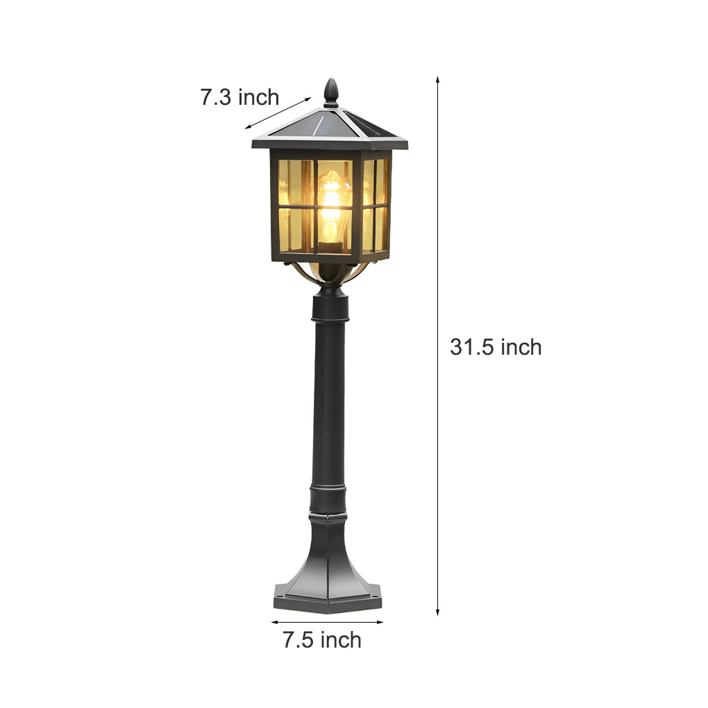Retro Black Solar & Hardwired Outdoor Pavilion-Inspired Lawn Lamp - Lamp Outdoor