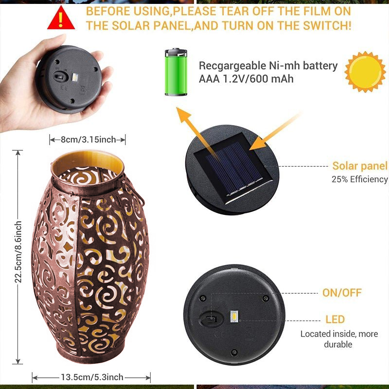 Solar Powered LED Waterproof Red Copper Antique Outdoor Lanterns Solar Lights - Lamp Outdoor