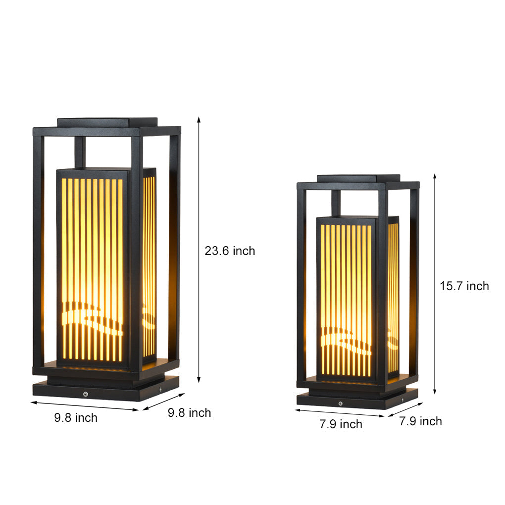 Minimalist Striped Decor LED Black Modern Solar Lights Outdoor Lanterns - Lamp Outdoor