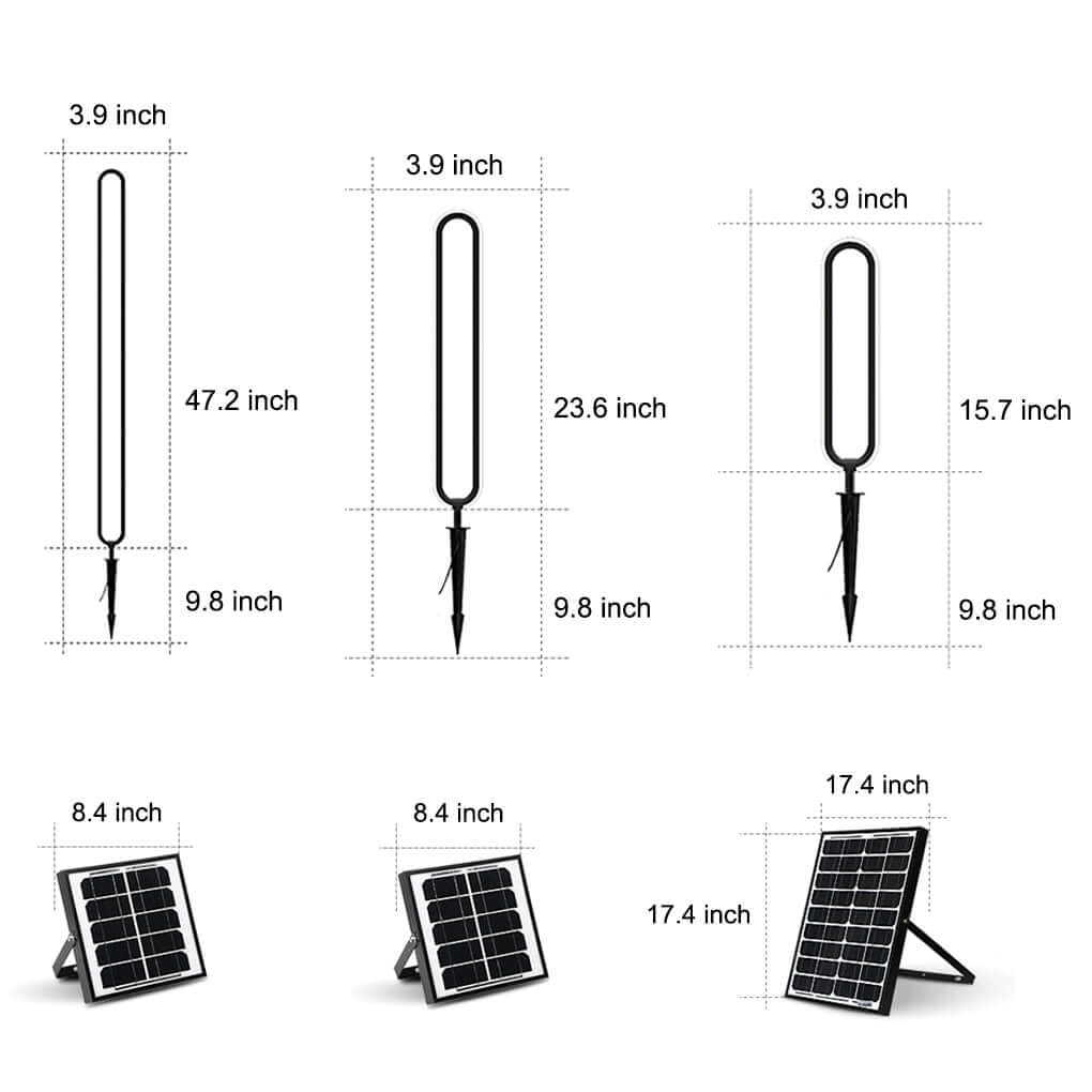 Sleek Black Oval Ring LED Solar Lights Modern Outdoor Minimalist Design - Lamp Outdoor