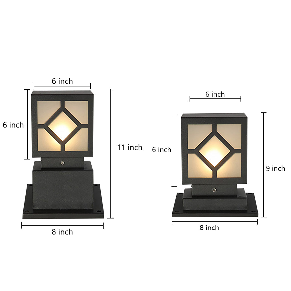 Elegant Solar-Powered Square Bollard Light Retro European Garden Lighting - Lamp Outdoor