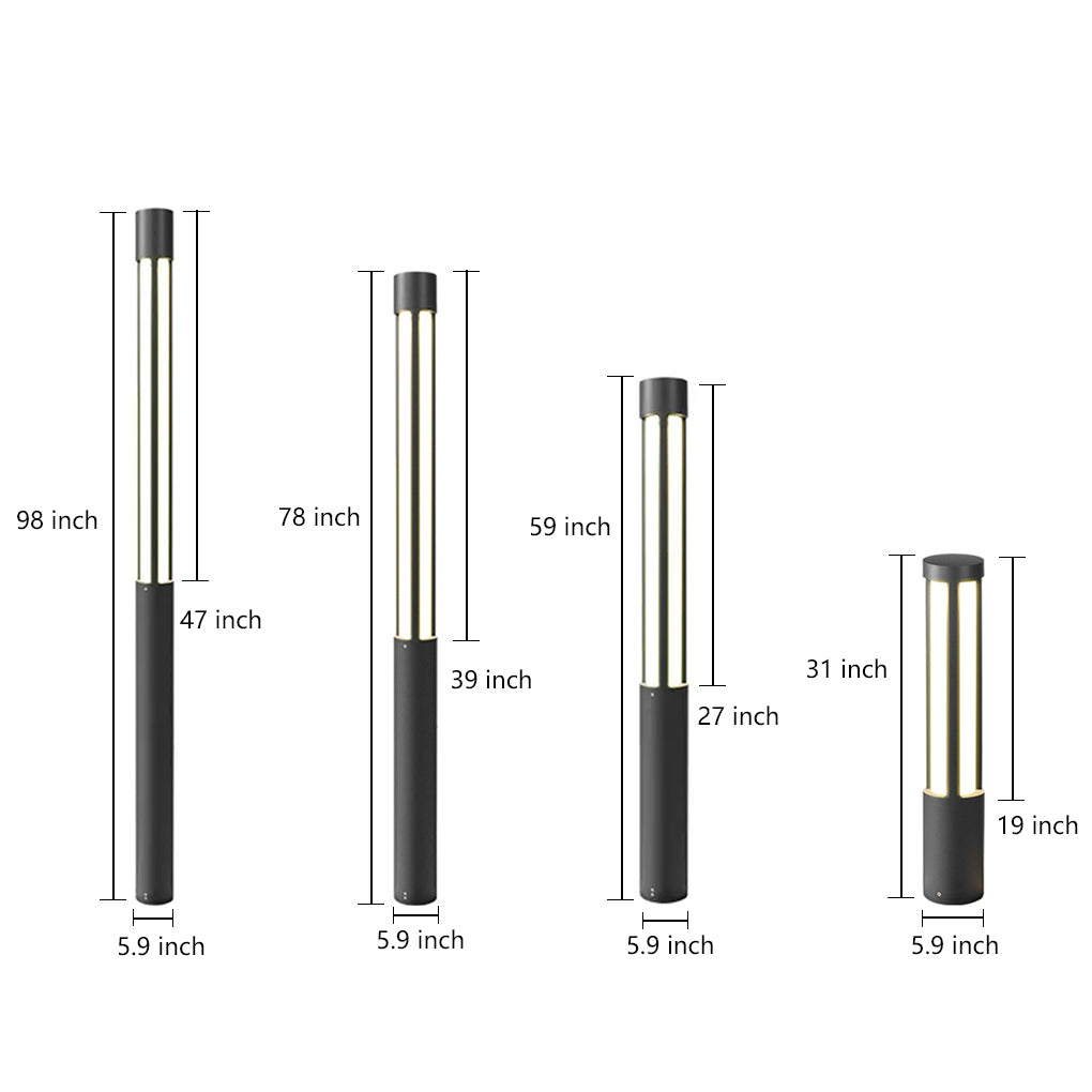 Cylinder Shaped LED Black Modern Outdoor Landscape Bollard Lights - Lamp Outdoor