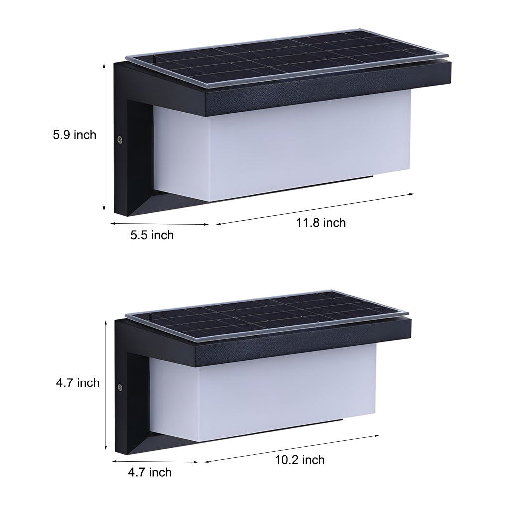 Rectangle Waterproof Light Control Induction Black Modern Solar Sconces - Lamp Outdoor