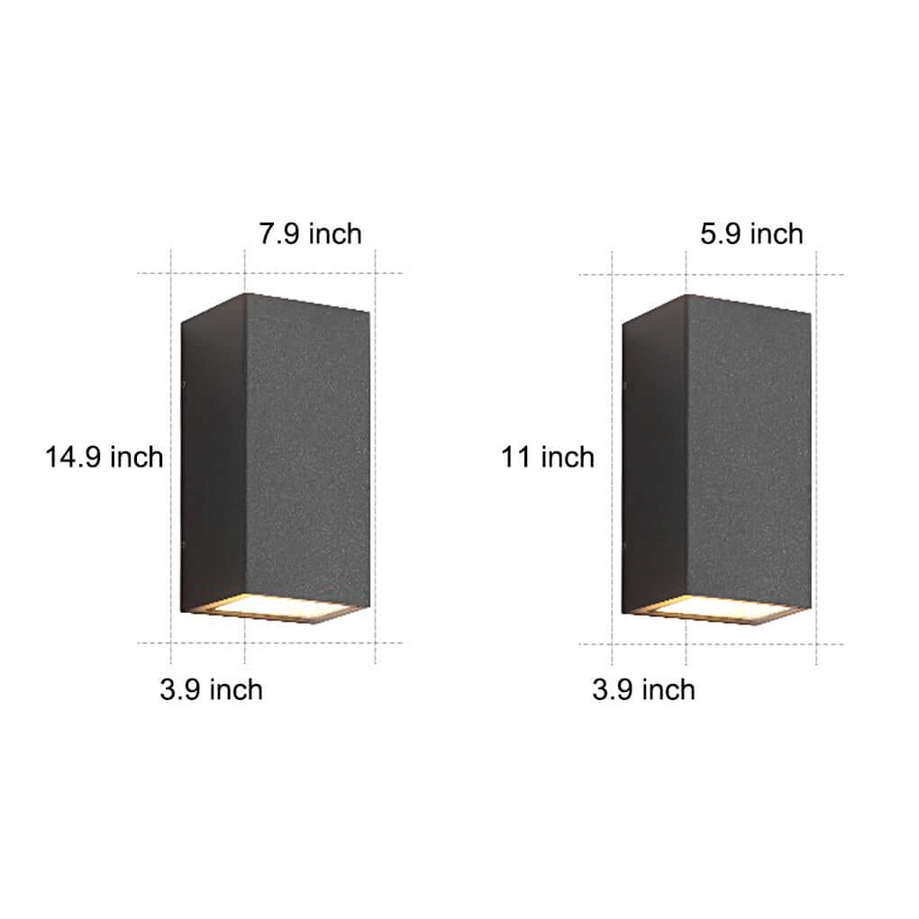 Rectangular Waterproof Up and Down Lights LED Solar Modern Wall Sconce Lighting - Lamp Outdoor