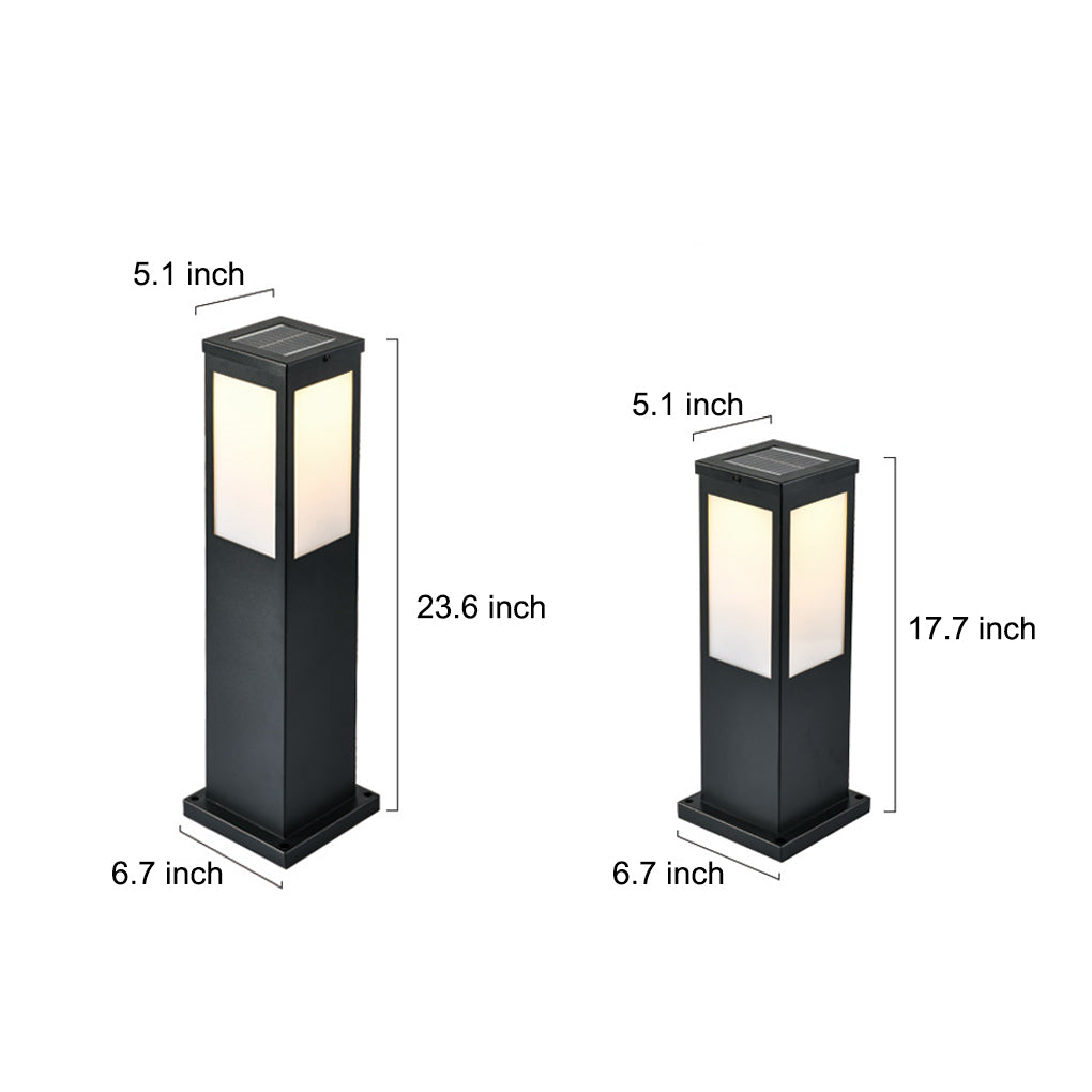 Remote-Controlled Industrial Solar Bollard Lights Waterproof & Square Outdoor Lighting - Lamp Outdoor