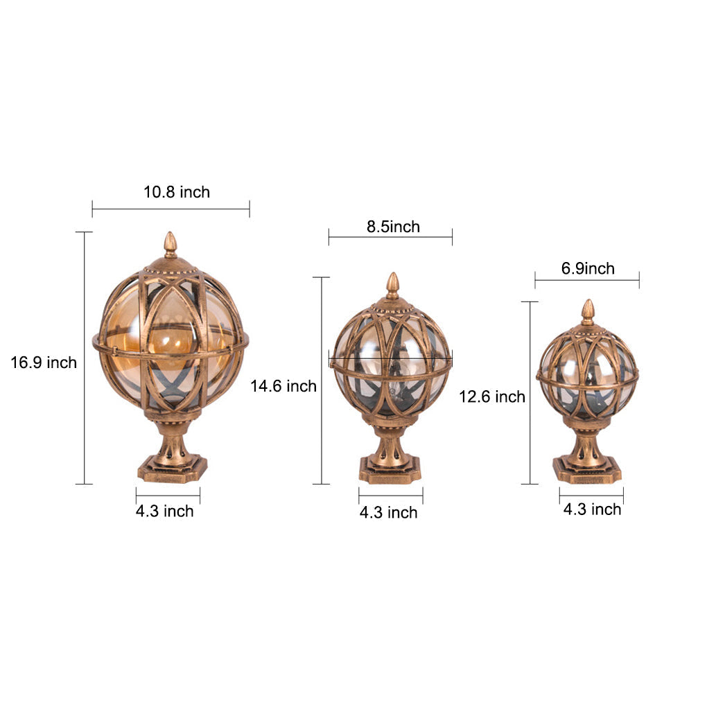 Round Glass E27 Waterproof European Style Outdoor Post Caps Lights - Lamp Outdoor