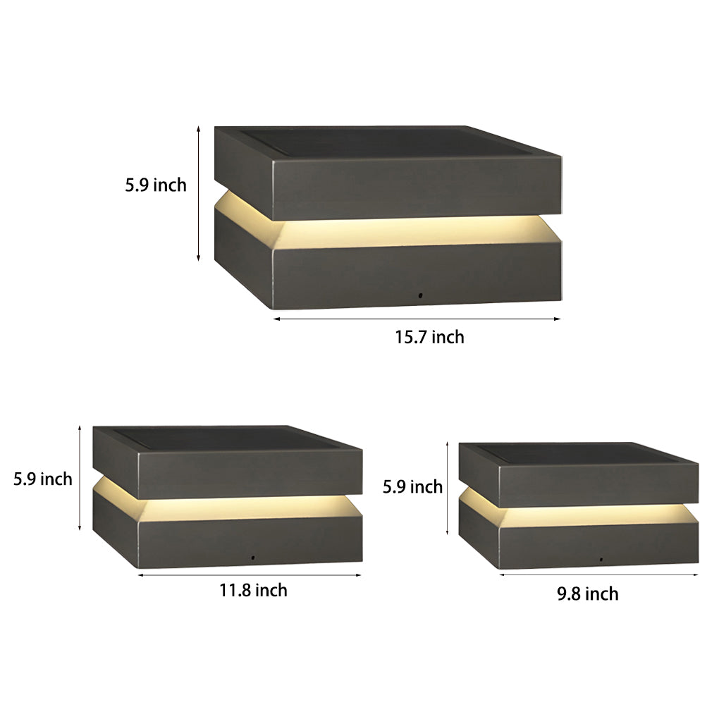 Square LED 16w Waterproof Black Modern Solar Post Caps Lights Pillar Light - Lamp Outdoor