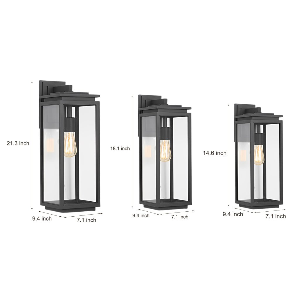 Waterproof Rectangular Glass Black Industrial Outdoor Wall Lamp Exterior Lights - Lamp Outdoor