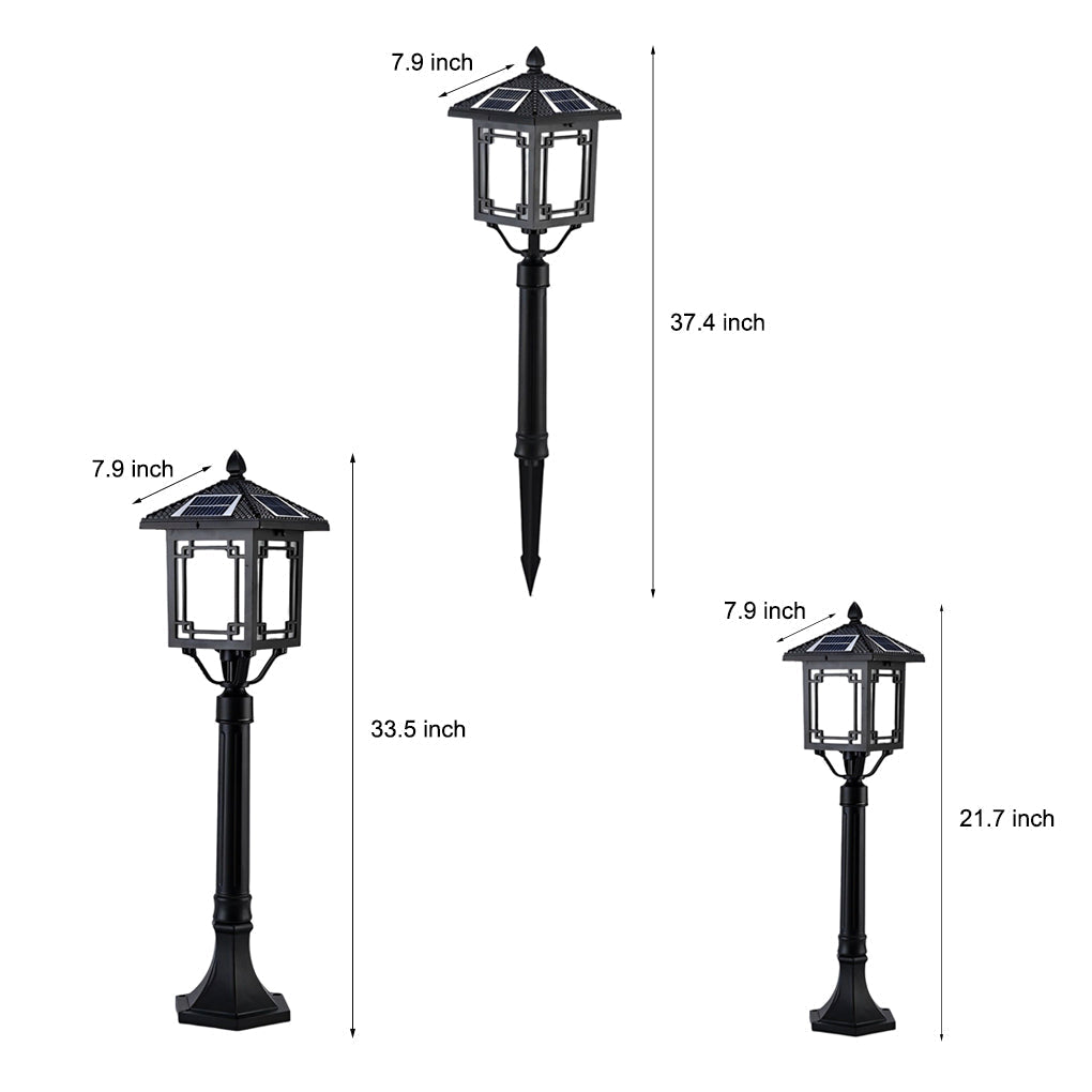 Ancient House Style Solar LED Post Light with 3-Step Dimming Durable Outdoor Lamp - Lamp Outdoor