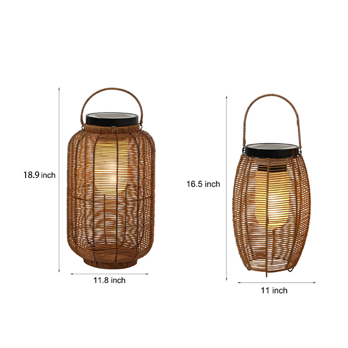 Portable Lantern Rattan LED Waterproof Solar Outdoor Lights Floor Lamp - Lamp Outdoor