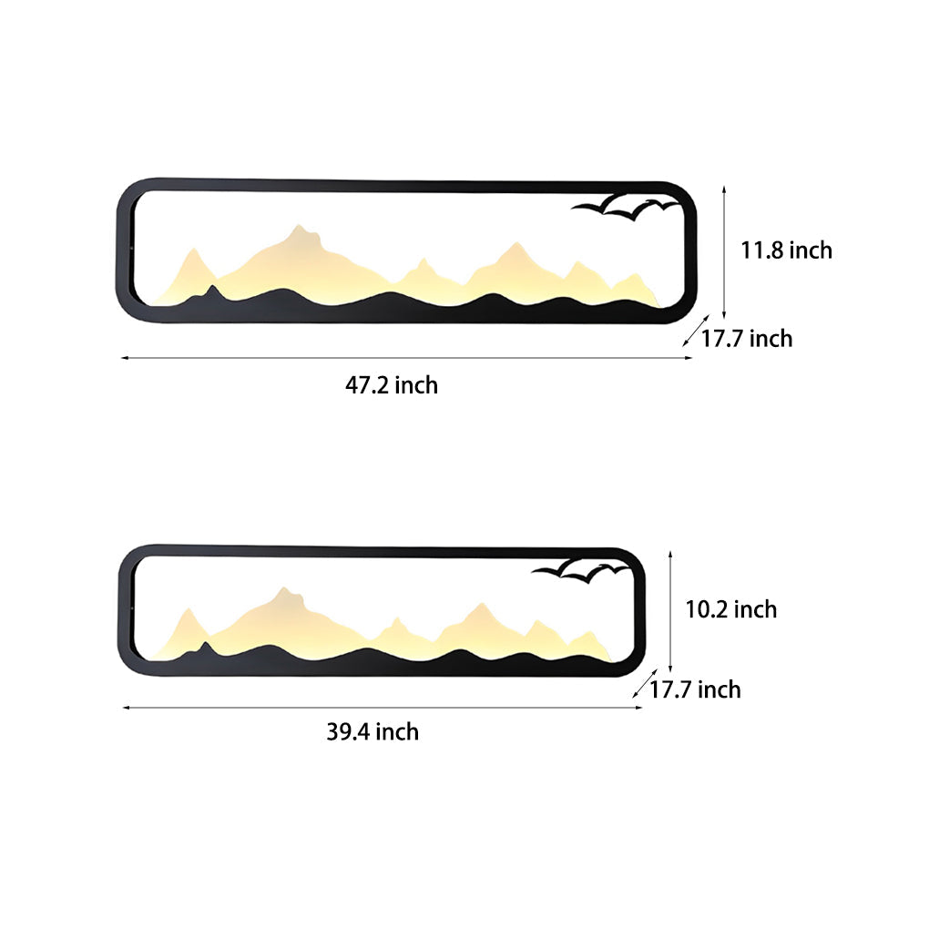 Rectangular Mountain Scenery LED Waterproof Black Outdoor Wall Lamp - Lamp Outdoor