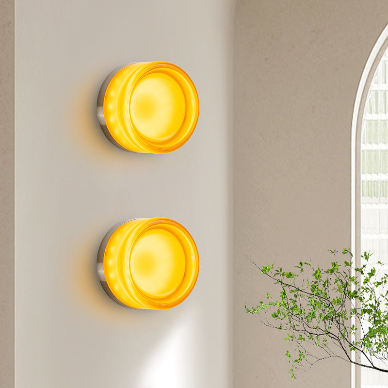 Valentina Modern Mini Drum Metal/Acrylic Outdoor Wall Lamp, Transparent - Lamp Outdoor