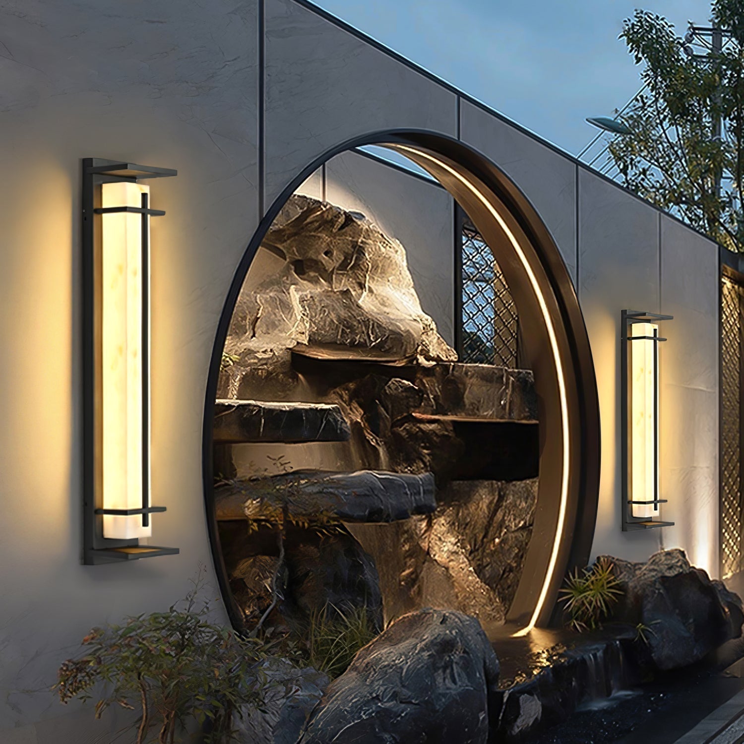 Square Outdoor Wall Light Imitation Alabaster Waterproof - Lamp Outdoor