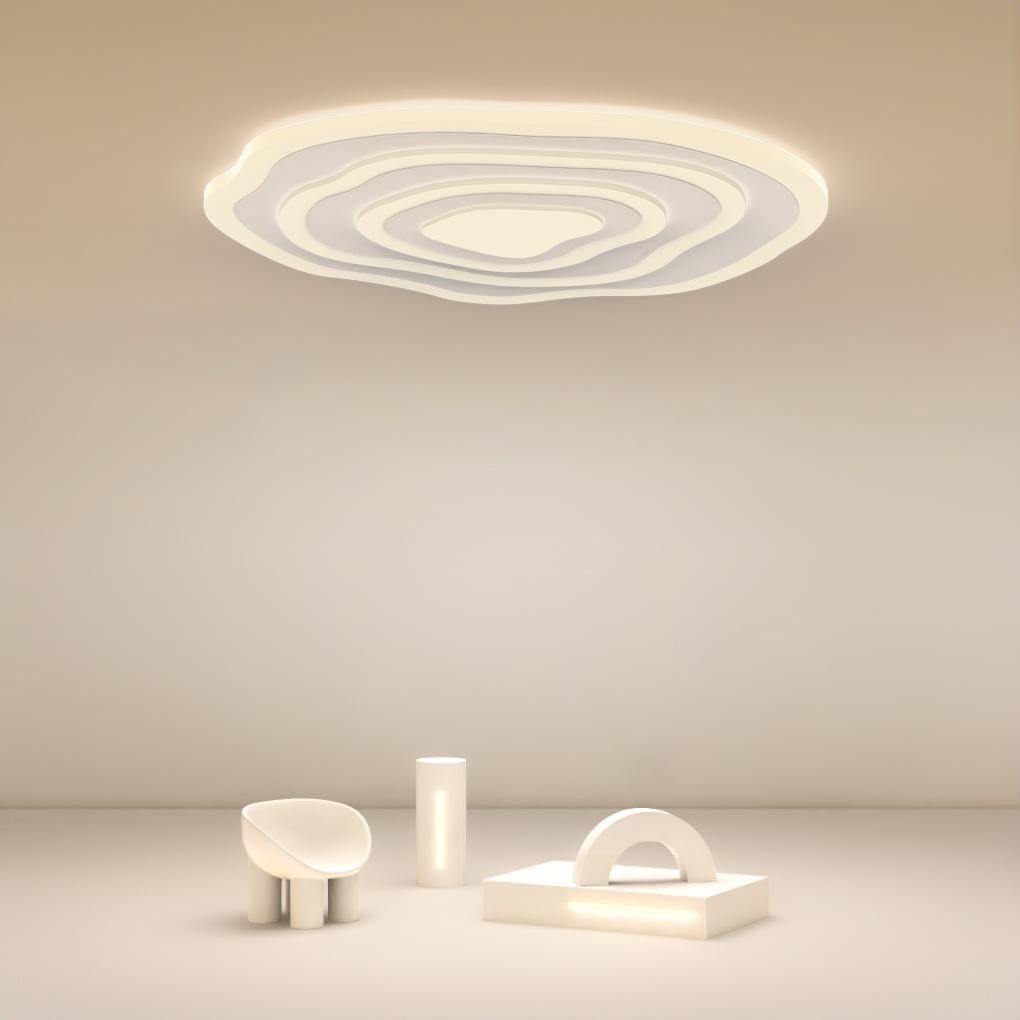 Modern Industrial Rippled White Flush Mount Ceiling Light for Bedroom - Lamp Outdoor