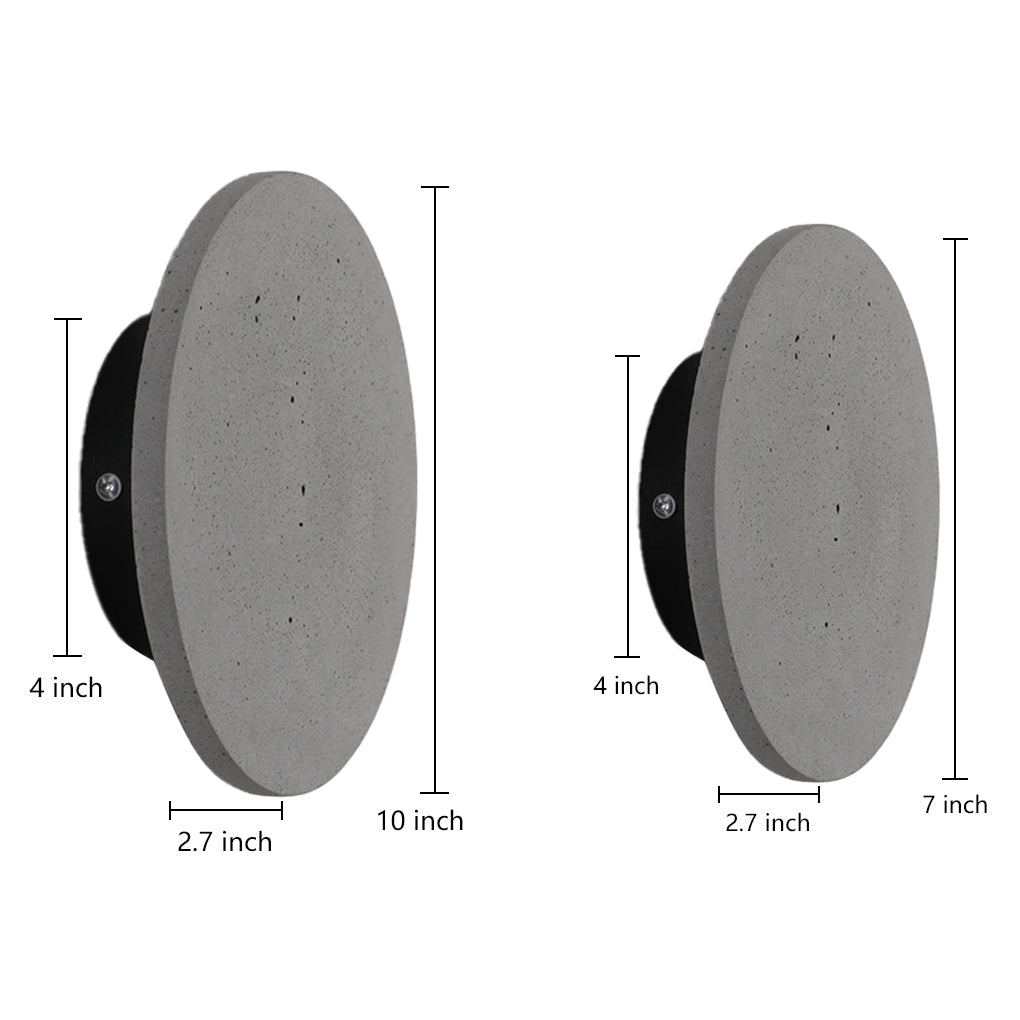 Outdoor Round Gray Concrete LED Wall Flush Lights Accent Landscape Lighting - Lamp Outdoor