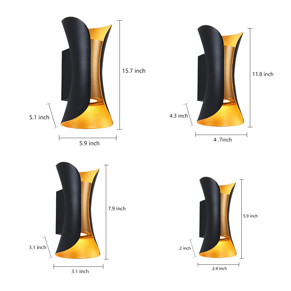 Curved LED Up and Down Lighting Waterproof Modern Outdoor Wall Lights - Lamp Outdoor